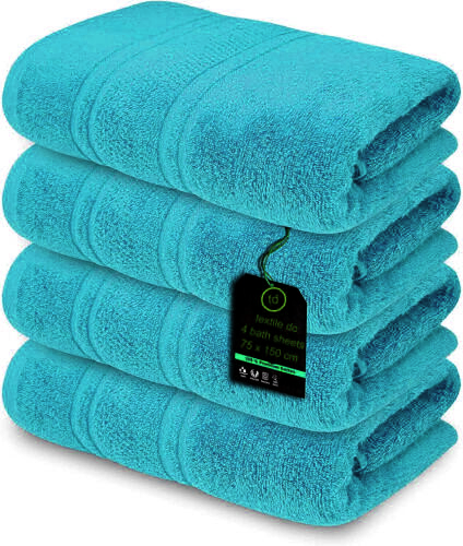 4 x Large Jumbo Budget Bath Sheet Towels 100% Egyptian Cotton Bath Sheets Big Towels 75 x 150 cm Towelsworld